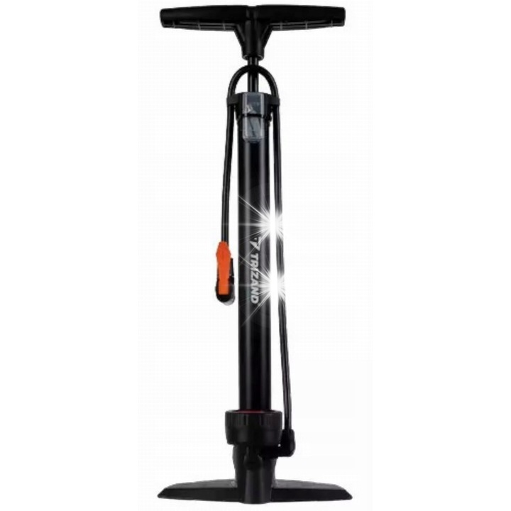 Trizand álló pumpa manométerrel, 16 bar, 3 mellékelt fej, fekete, 22x13x56-92,5cm