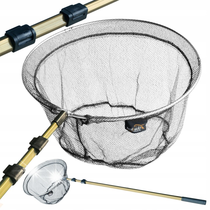 Plasa de pescuit Hokkaido telescopic, rotund, 50cm, 158-335cm, cu plasa, adancime 55cm