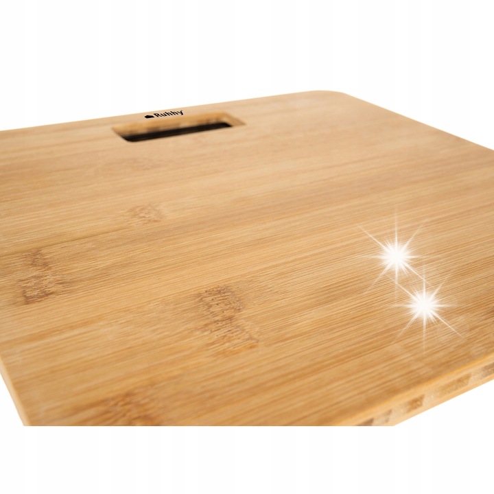 Цифров кантар за тяло с LCD, Ruhhy, бамбук, 180 кг, 28x28x3 см, пълен комплект