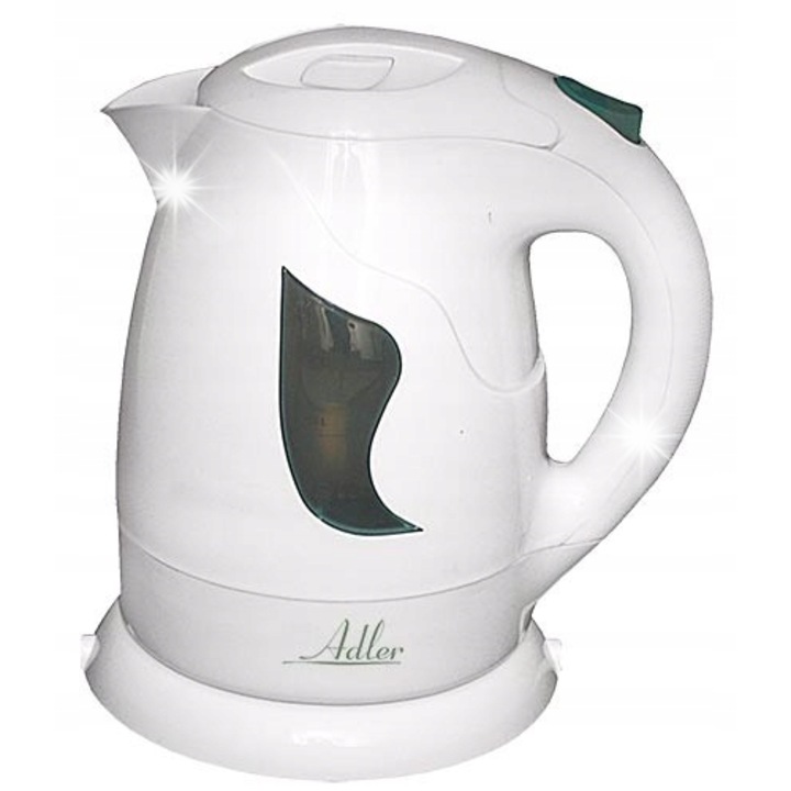 Fierbator electric Adler AD 08, 1,0 L, alb, 850 W, filtru de sedimente, baza rotativa