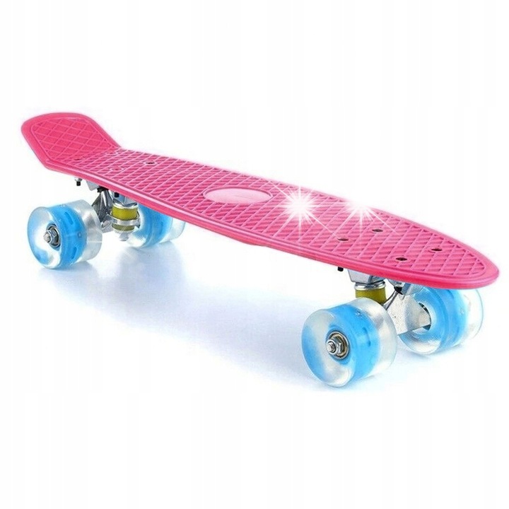 Deskorolca Fiszka Retoo, rozie, 55x15x13cm, roti din cauciuc, iluminare LED