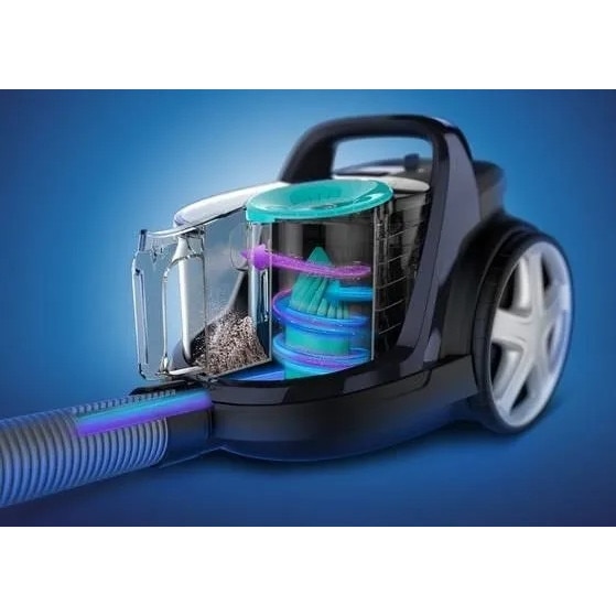 Aspirator cilindric Philips, 900W, verde, 1.5l, fara sac, 9m