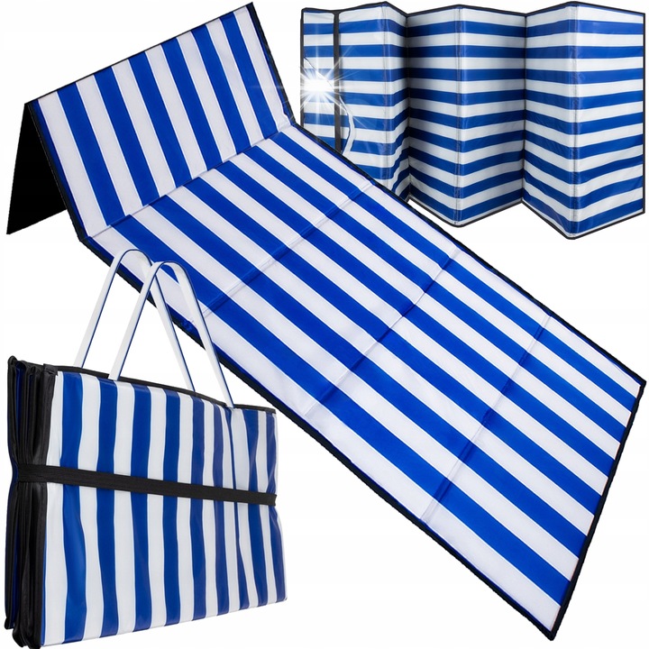 Плажен килим Trizand, 190x66x1см, водоустойчив, сгъваем, с шарка на райета