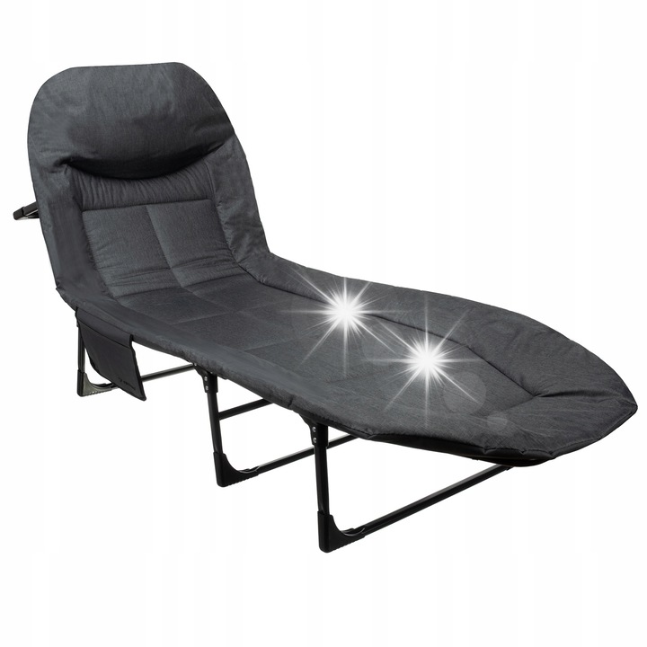Pat turistic pliabil Trizand, 200x65x30cm, 150kg, gri, cu saltea