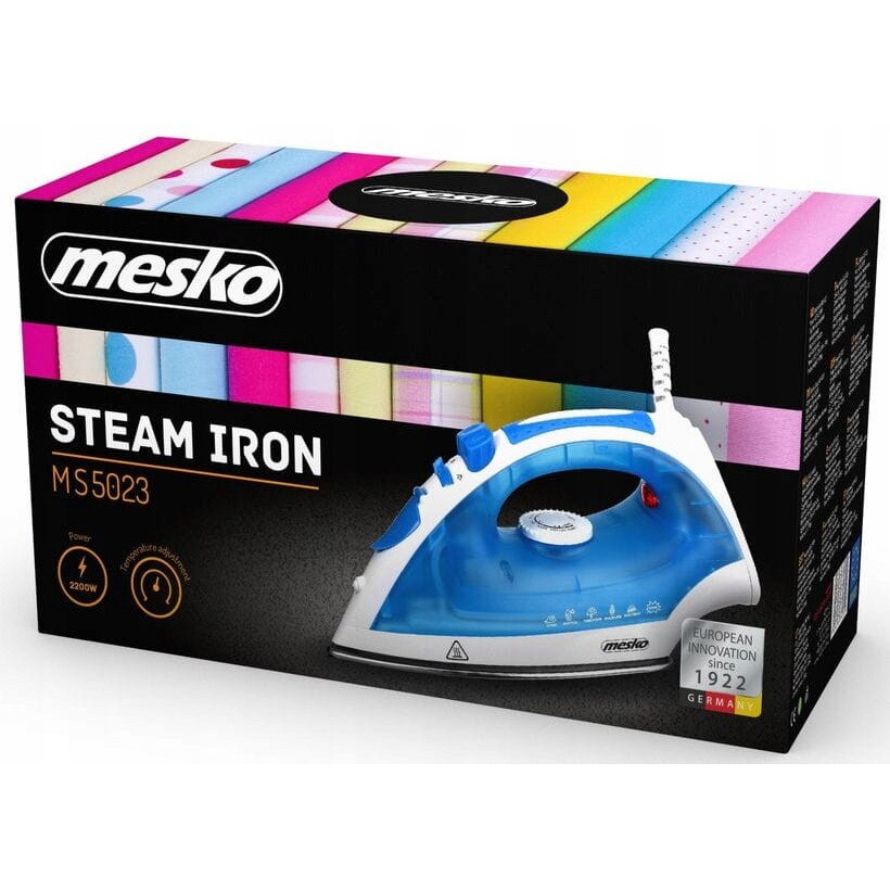 Fier de calcat cu aburi Mesko MS 5023, 2200W, alb-albastru, 26.5x10.7x12.5cm