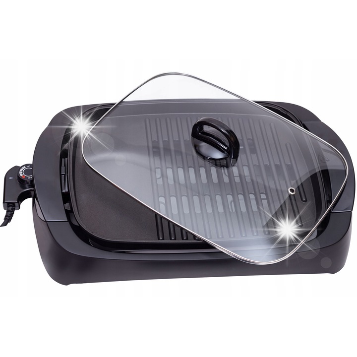 Електрически грил Adler, 3000 W, черен, с две готварски плочи, 4,15 кг