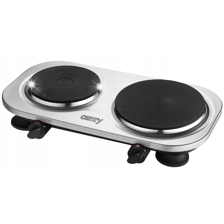Aragaz electric Camry CR 6511, 2 zone, inox, negru, 90x300x500mm