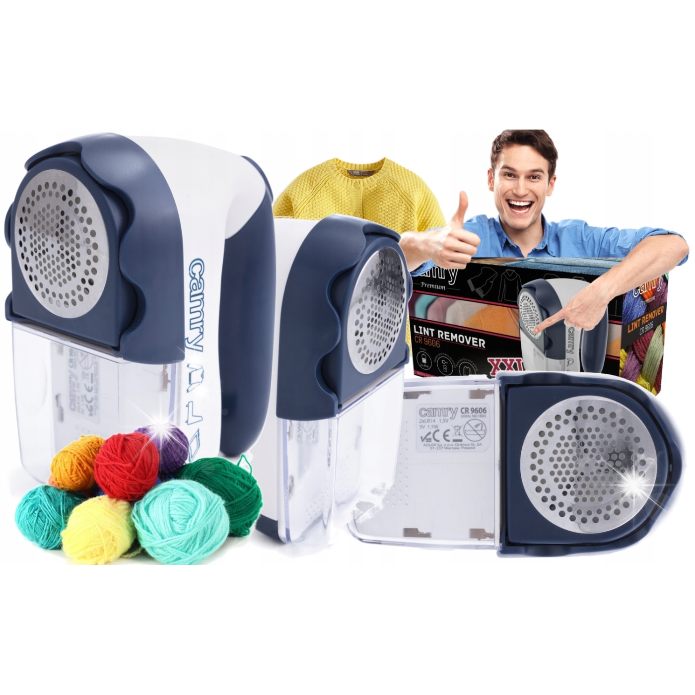 Aspirator de scame Camry CR 9606, alimentare retea/baterie, 1,5W, 172cm, ergonomic