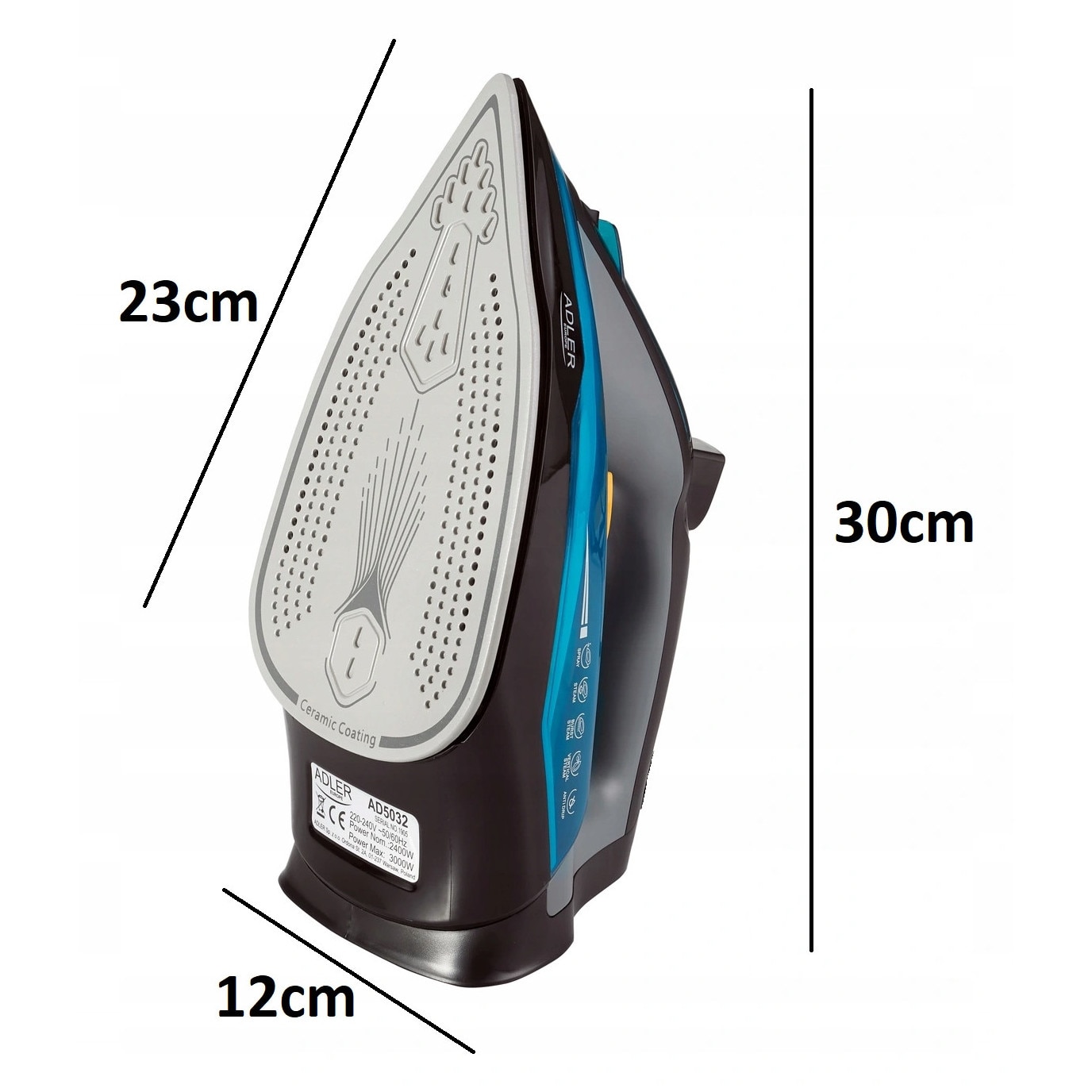 Fier de calcat cu abur ADLER AD 5032, 5 functii, 3000W, 350ml, ceramica