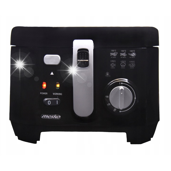 Mesko 2,5 L, 1800 W fritőz, kivehető tartállyal, szűrővel a fedélen