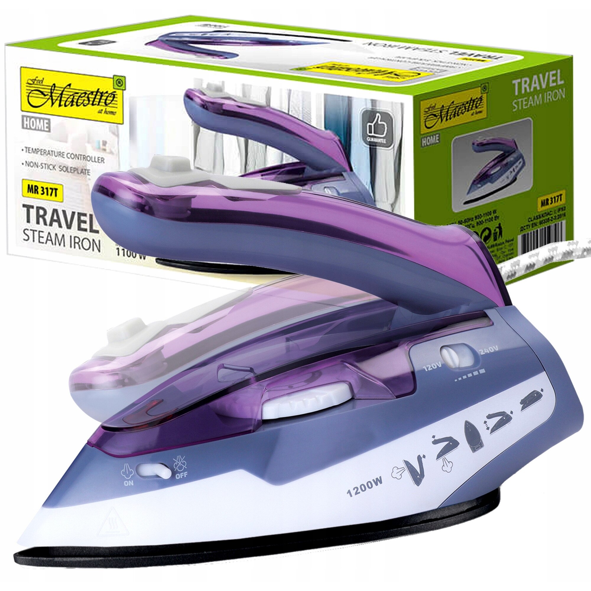 Fier de calcat cu abur, Maestro, 900-1100 W, Violet
