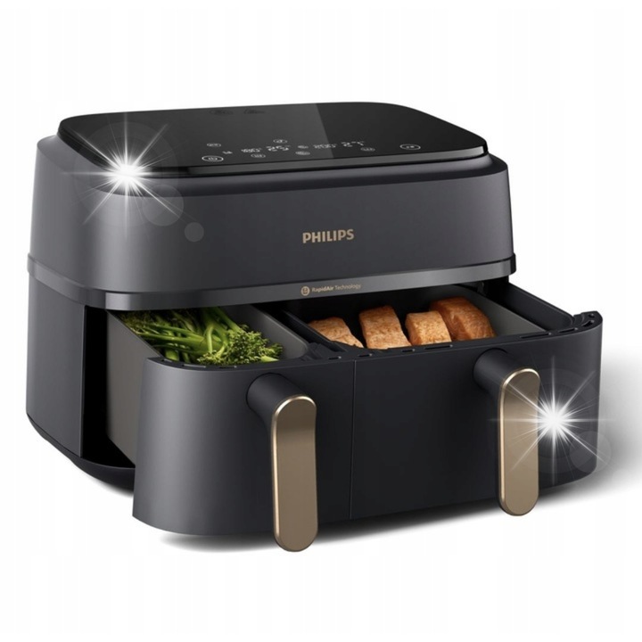Philips NA352/00 légfritőz, 2750W, 9l, kétkamrás