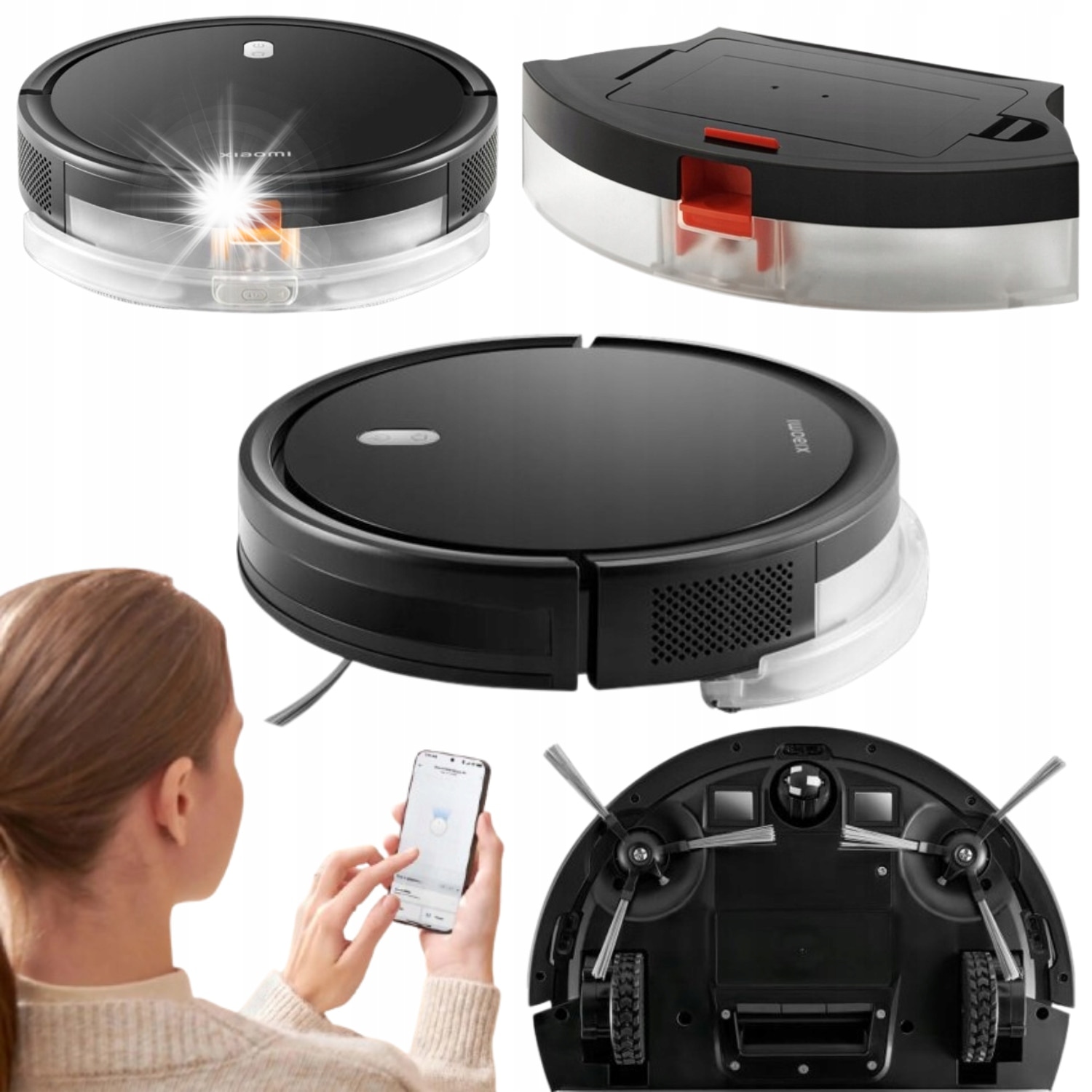 Aspirator robot, Xiaomi Robot Vacuum E5, control vocal, negru, 30x7cm