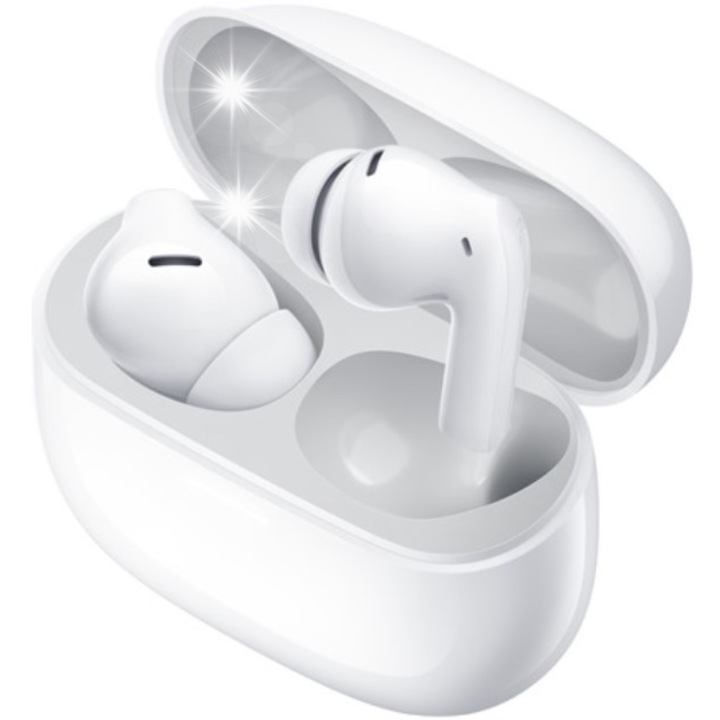 Xiaomi Redmi Buds 5 Pro vezeték nélküli fülhallgató, fehér, 3 zajcsökkentési mód, 38 órás üzemidő, teljes készlet