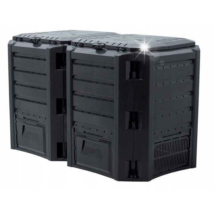 Compostor modular 800L, Prosperplast, rezistent la intemperii, negru, 72x144x83cm