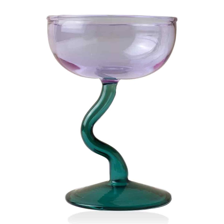 Комплект от 6 чаши за десерт, RON, Стъкло, Зелен/Прозрачен, 13.8x9.3см, 240мл