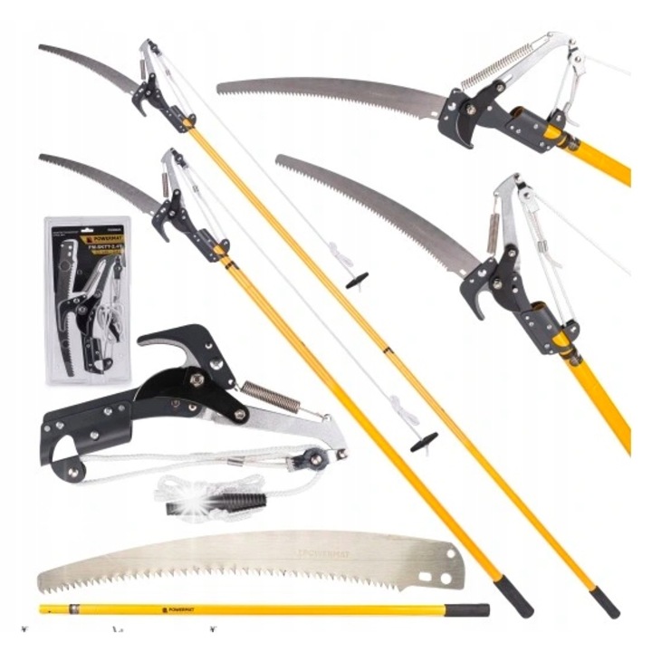 Foarfeca cu brat telescopic cu pila 2 in 1, Powermat, 2,4m, taiere maxima 30mm, otel de inalta calitate