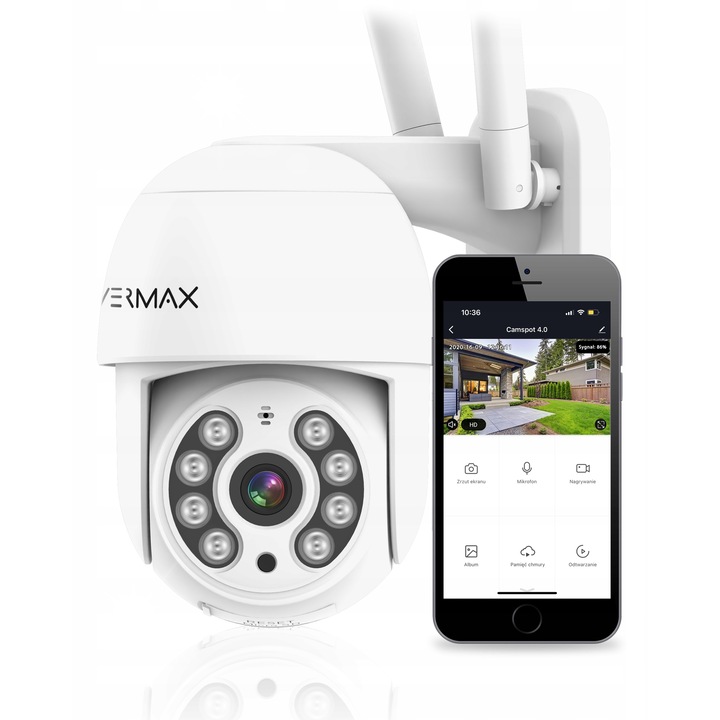 Overmax Camspot 4.0 PTZ kültéri megfigyelő kamera, WiFi, Full HD, 2MP, 355°-os látószög, 5V tápellátás