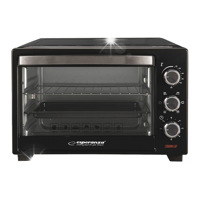 Мини електрическа фурна Esperanza NAPOLI 25л, конвекция, функция за ротисване, черен