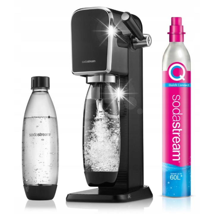 SodaStream ART szódagép, 3 az 1-ben szett, retro, ezüst, 1 literes palack
