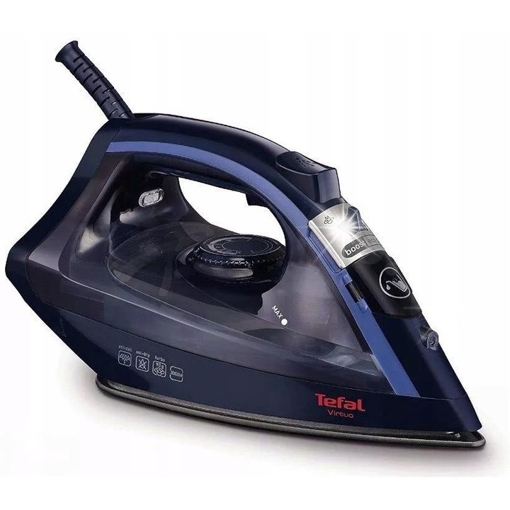 Fier de calcat Tefal Virtuo, 2000W, abur vertical, capacitate rezervor 200ml, albastru