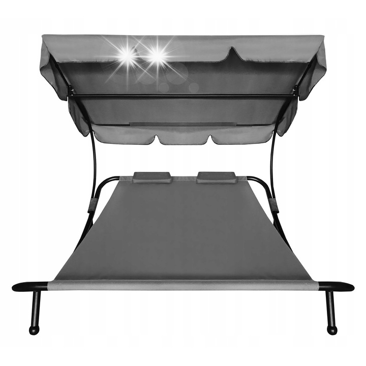 Aga kerti dupla nyugágy, acélvázzal, Oxford anyaggal, 2 párnával, 197x135cm, állítható, bútor