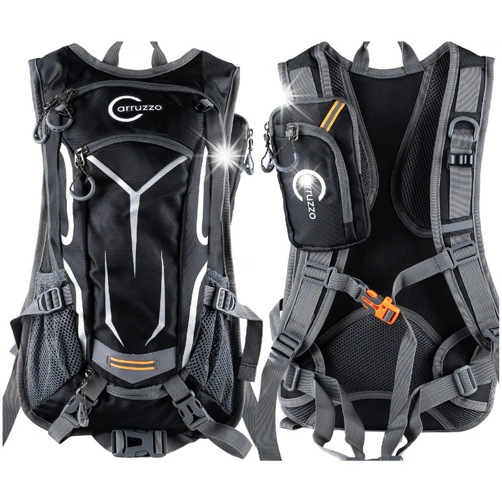 Rucsac sportiv Carruzzo, trekking, 1 compartiment, 2 buzunare interioare, negru, 45x30x15cm