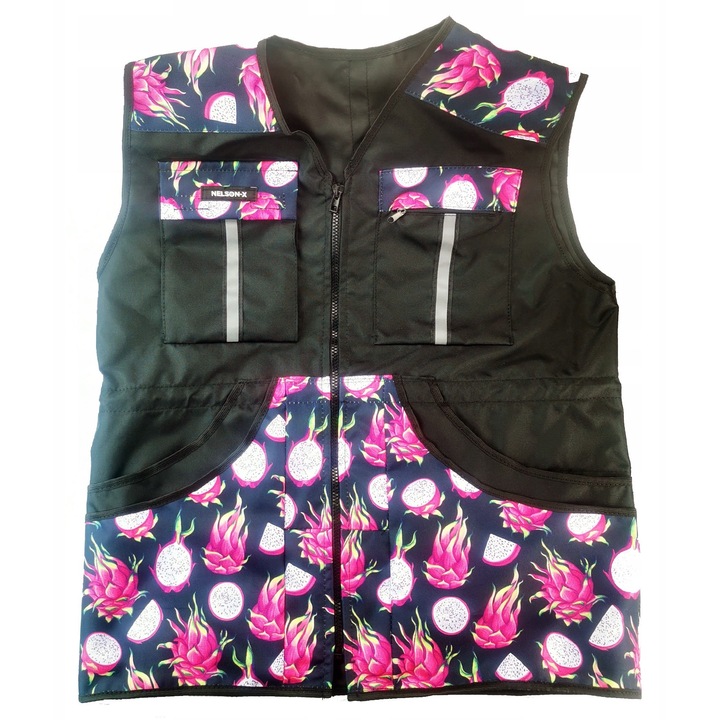 Nelson-X férfi sport mellény, fekete, sok zsebbel, gumis derék, Lengyelországban gyártott, XS INTL