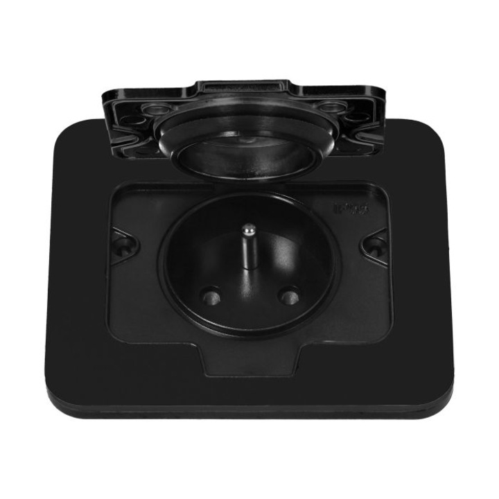 Prize incorporabile Orno, dreptunghiulare, IP55, 1 gniazdo tip E, 95x85mm, negru
