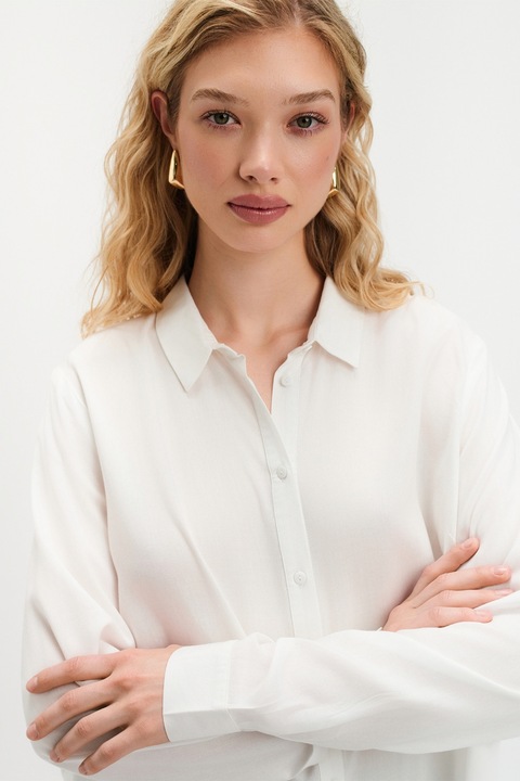 Top Secret, Camasa vaporoasa cu model grafic, Alb