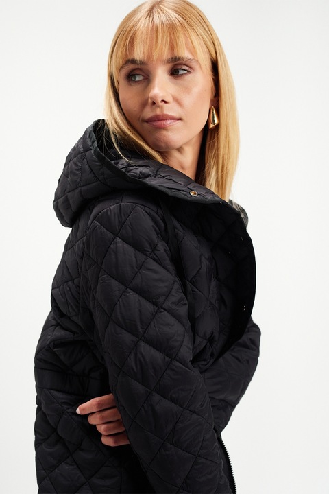 Top Secret, Geaca lunga cu talie ajustabila, Negru