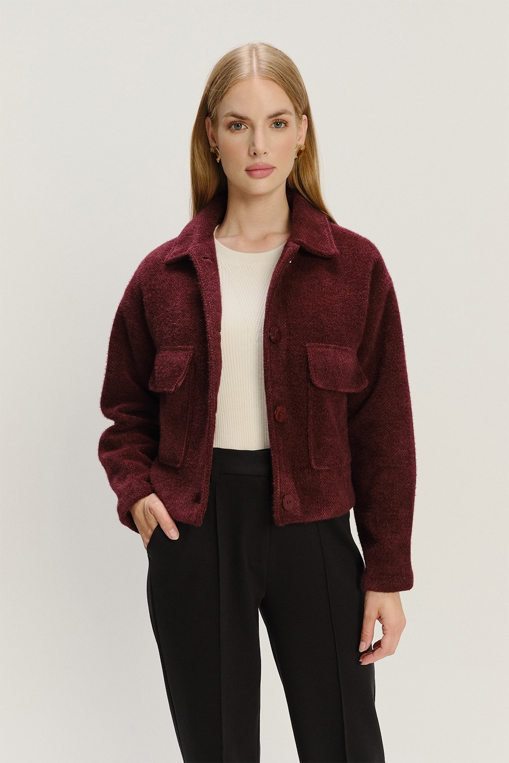 June, Jacheta din tuid cu terminatii franjurate, Verde, 40 - eMAG.ro