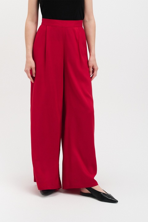 Top Secret, Pantaloni cu croiala ampla si talie inalta, Rosu vermillion