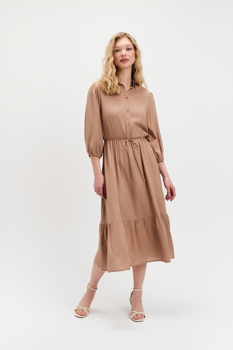 Top Secret, Rochie midi cu maneci bufante, Maro deschis