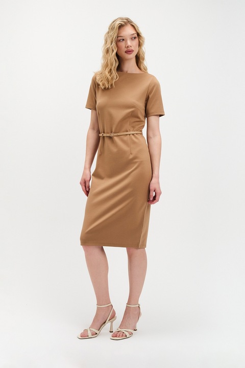 Top Secret, Rochie bodycon cu curea, Maro camel