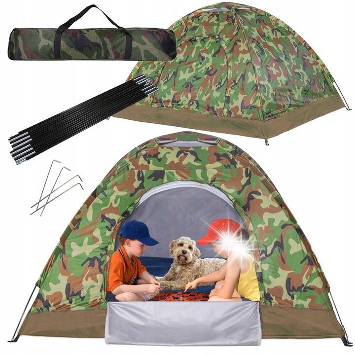 3 személyes kempingsátor, BE-ACTIVE.PL, NK01 modell, vízálló, szúnyoghálóval, 200x200x135cm