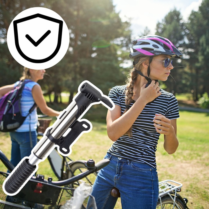 Pompa bicicleta mini, BE-ACTIVE.PL, telescopica, compatibila cu diverse tipuri de valve, 105g