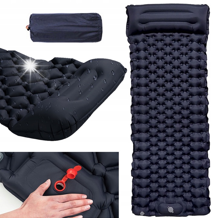 Къмпинг матрак самонадуващ се, гранатов, 180x60x4см, комплект с 2х лепенки за ремонт