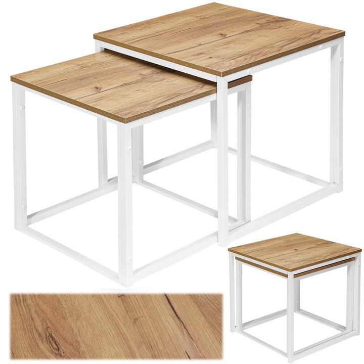 Mese LoftInspired, set 2 bucati, alb