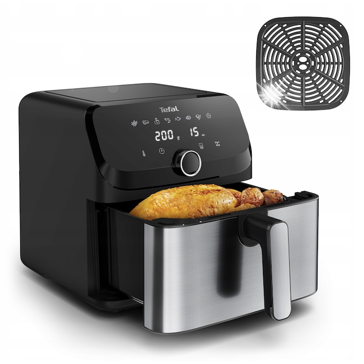 Фритюрник без мазнина Tefal Easy Fry Mega 7,5л, 2020W, 8 автоматични програми, черен