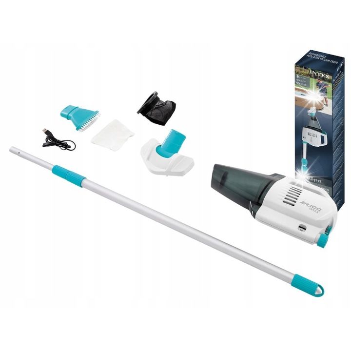 Безжична прахосмукачка за басейн Intex 28626, акумулаторна батерия, 50 минути автономност, 239 см, 3,1 кг