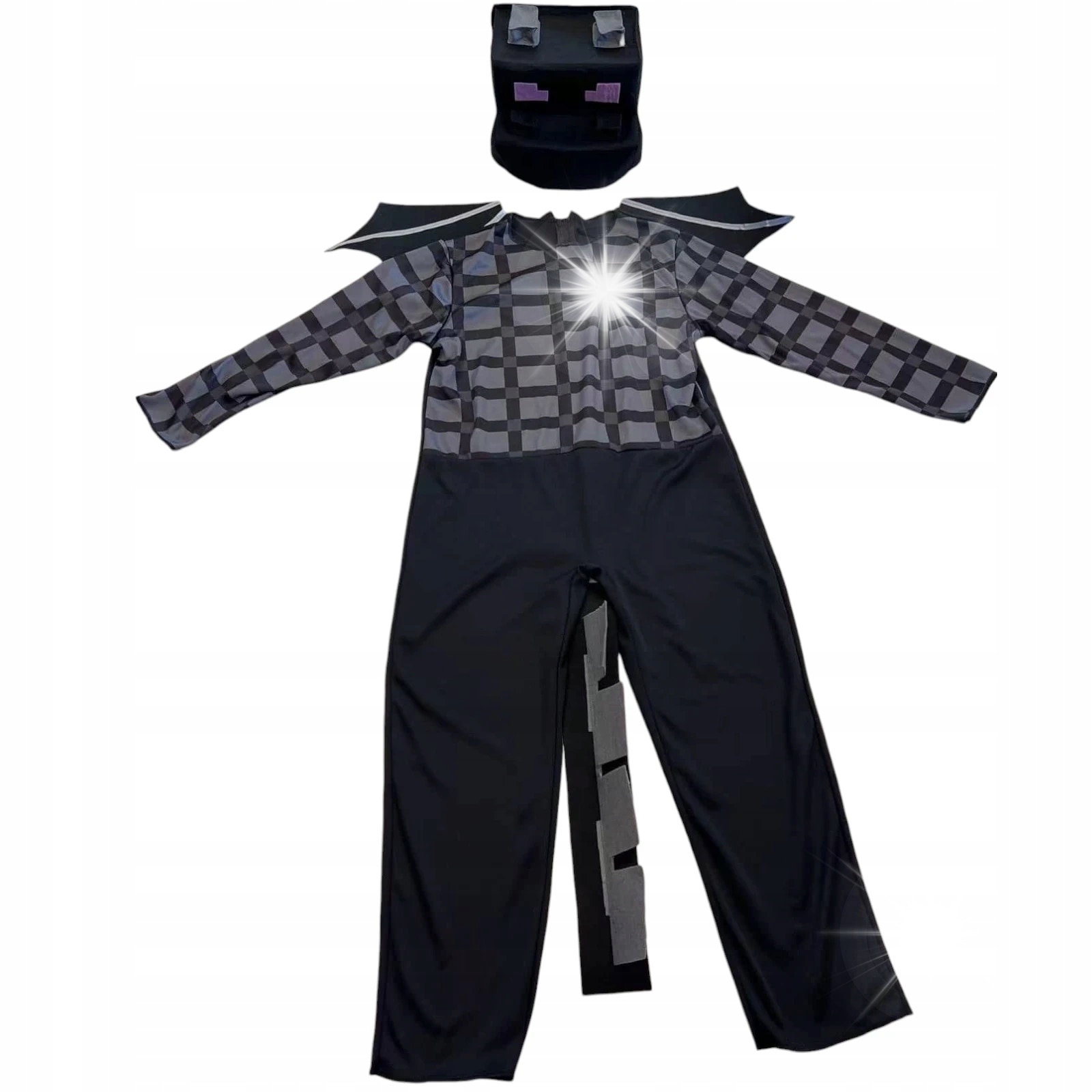Costum EnderDragon Minecraft, negru, cu aripi si coada, marimea S - eMAG.ro