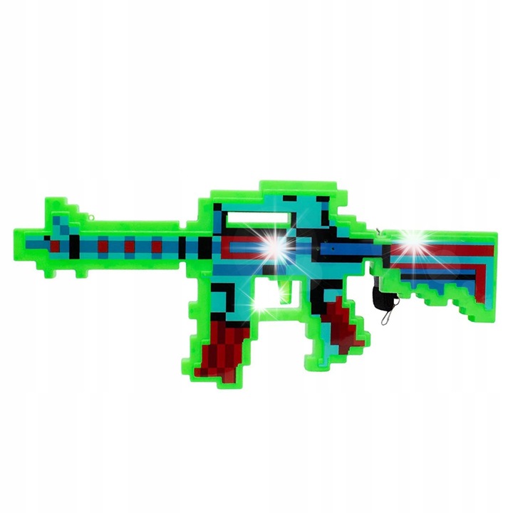 Set arme de jucarie, Toys, Minecraft 3 in 1, pistol, carabina, sabie, efecte sonore, efecte luminoase, multicolor