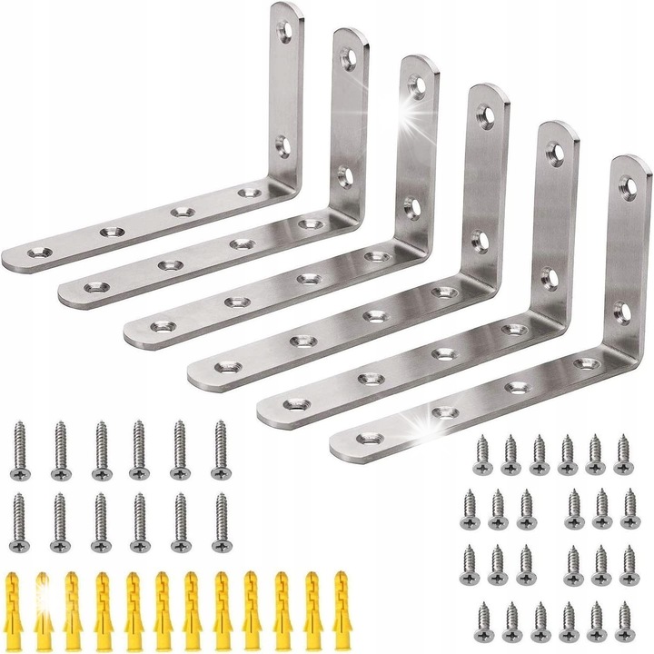 Set de 4 suporturi unghiulare din otel inoxidabil 125x75x3mm