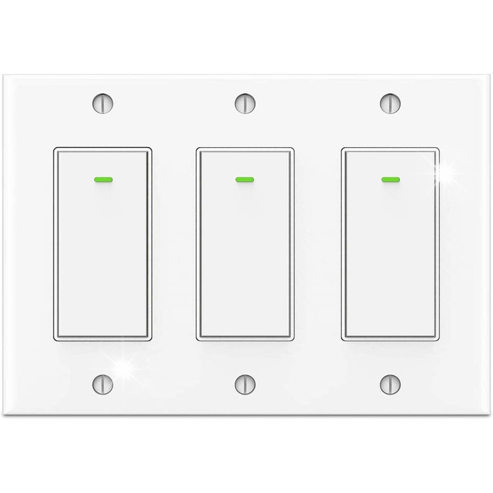 Lesim TB23 okos WiFi kapcsoló, hármas, fehér, 3 csatornás, Alexa és Google Home kompatibilis