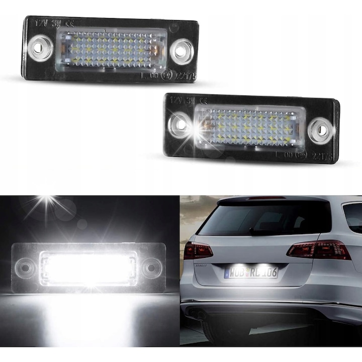 LED rendszámtábla világítás VW T5, Passat, Touran, 18 LED, Canbus, Fehér