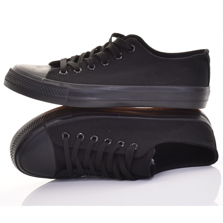 Tenisi barbati, Martinus, clasic, negru, material textil, talpa cauciuc