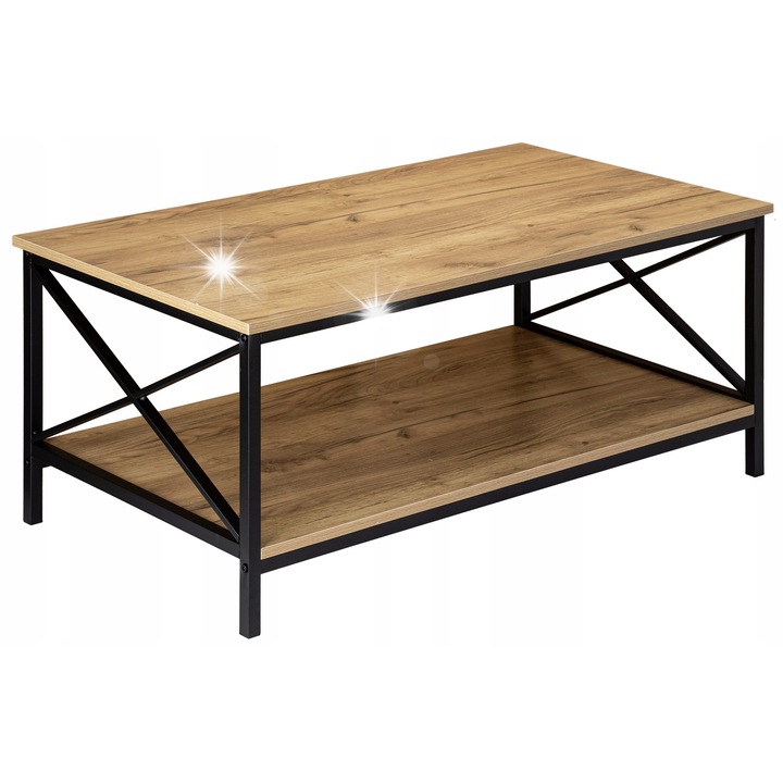 Комплект Mese, LoftInspired, Масичка за кафе Herning, метал, крафт/черен мат, 100x55см