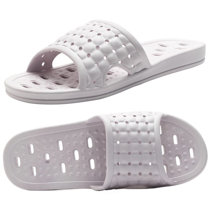 Papuci cu gauri de drenaj, antiderapanti, alb, marimea EU 39-40
