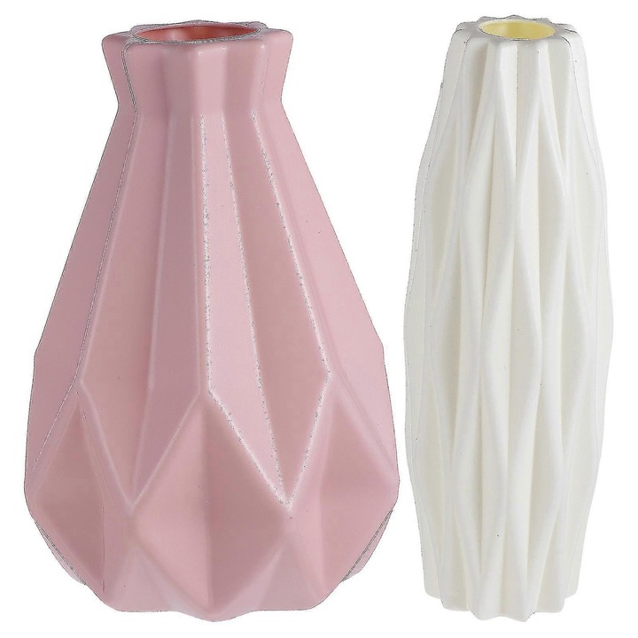Set 2 vaze florale geometrice moderne, decoratiune de masa, multicolor